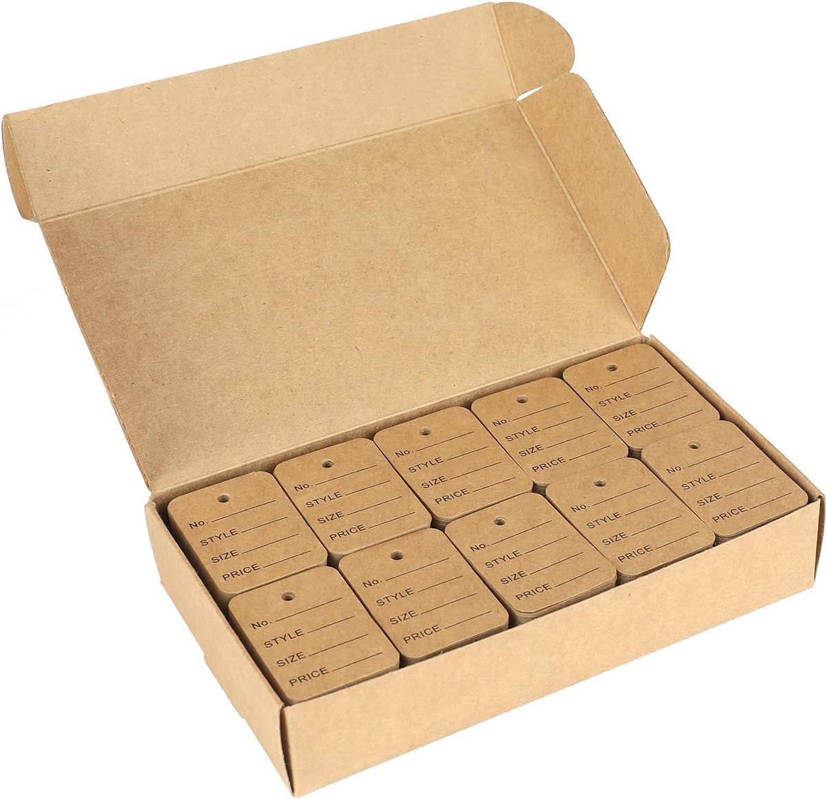 Prijsetiketten 35 x 50 mm: bruine hangetiketten om te beschrijven, prijskaartjes voor vlooienmarkt, kleding, sieradendisplay