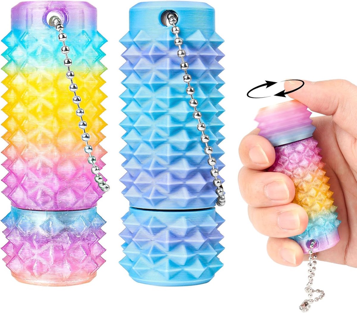 Ouchies Spiky Pain Fidget Toys Set van 2 voor volwassenen, roterende sensorische stem, ADHD-speelgoed voor stressvermindering en focus, discreet anti-angst gadget