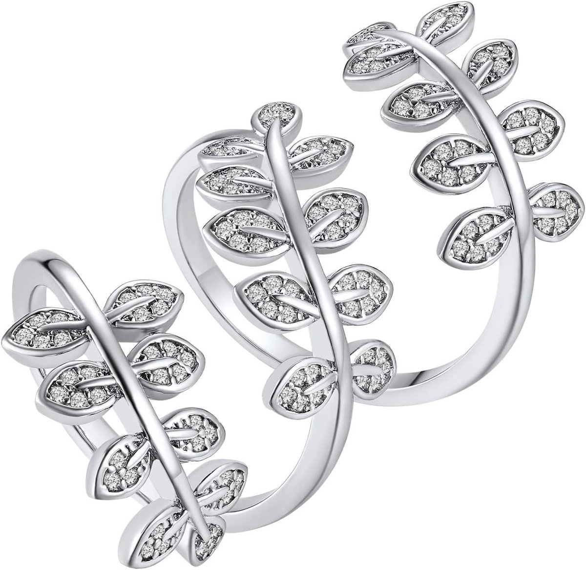 Laurier Ring Verstelbare Platina/Vergulde Laural Tak Bladeren Leaf Wrap Ring Sieraden Cubic Zirconia Laurel Wrap Ring