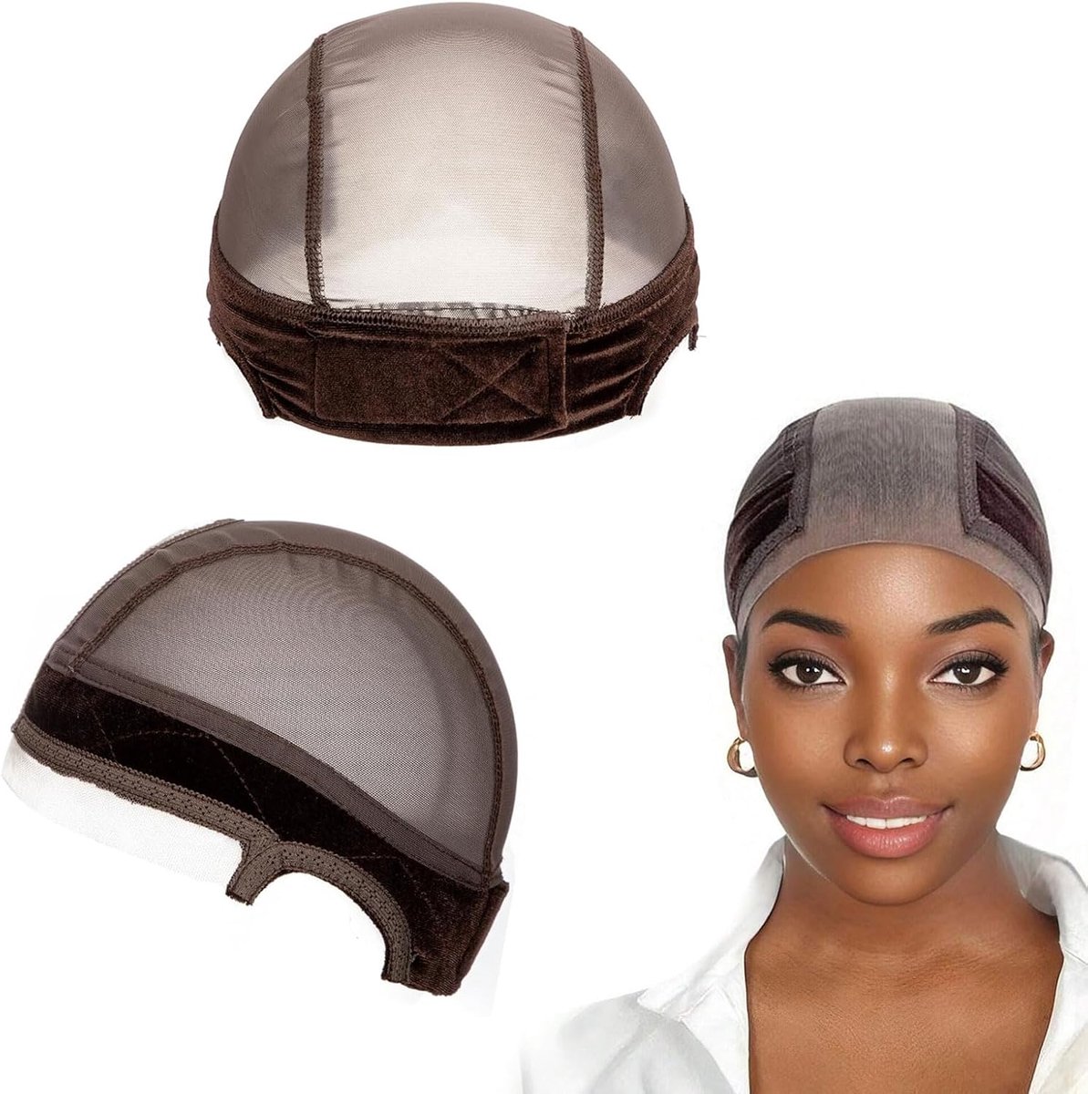 Spitzenpruikenmuts voor dames, pruikenmuts met bevestigingsband voor stevige grip, lijmloze pruikenmuts met transparante kant, antislip verstelbare hoofdband