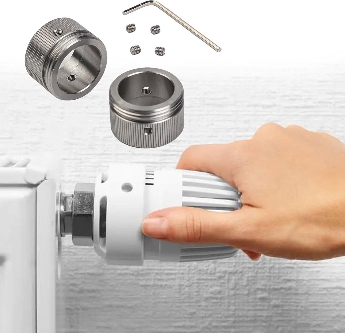Radiatorthermostaat adapter - Verwarmingsventiel adapter - Verwarming optimaliseren - Roestvrij staal - M30 x 1.5 - Zilver