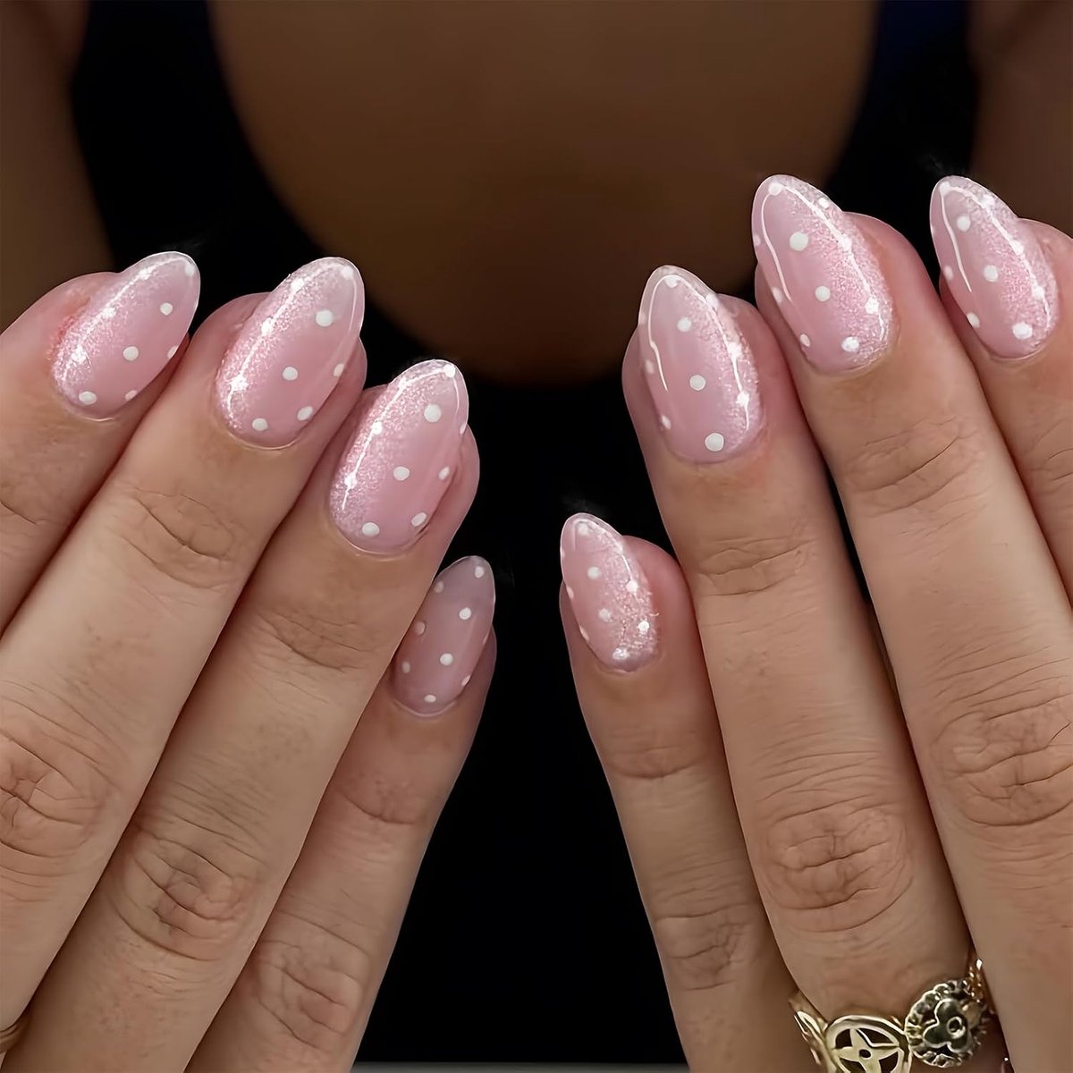 Nägel, 24 stuks roze opplaknagels, korte amandelvormige kunstnagels, herbruikbare nagelset met nagellijm & mini-vijl, opplaknagels voor dames