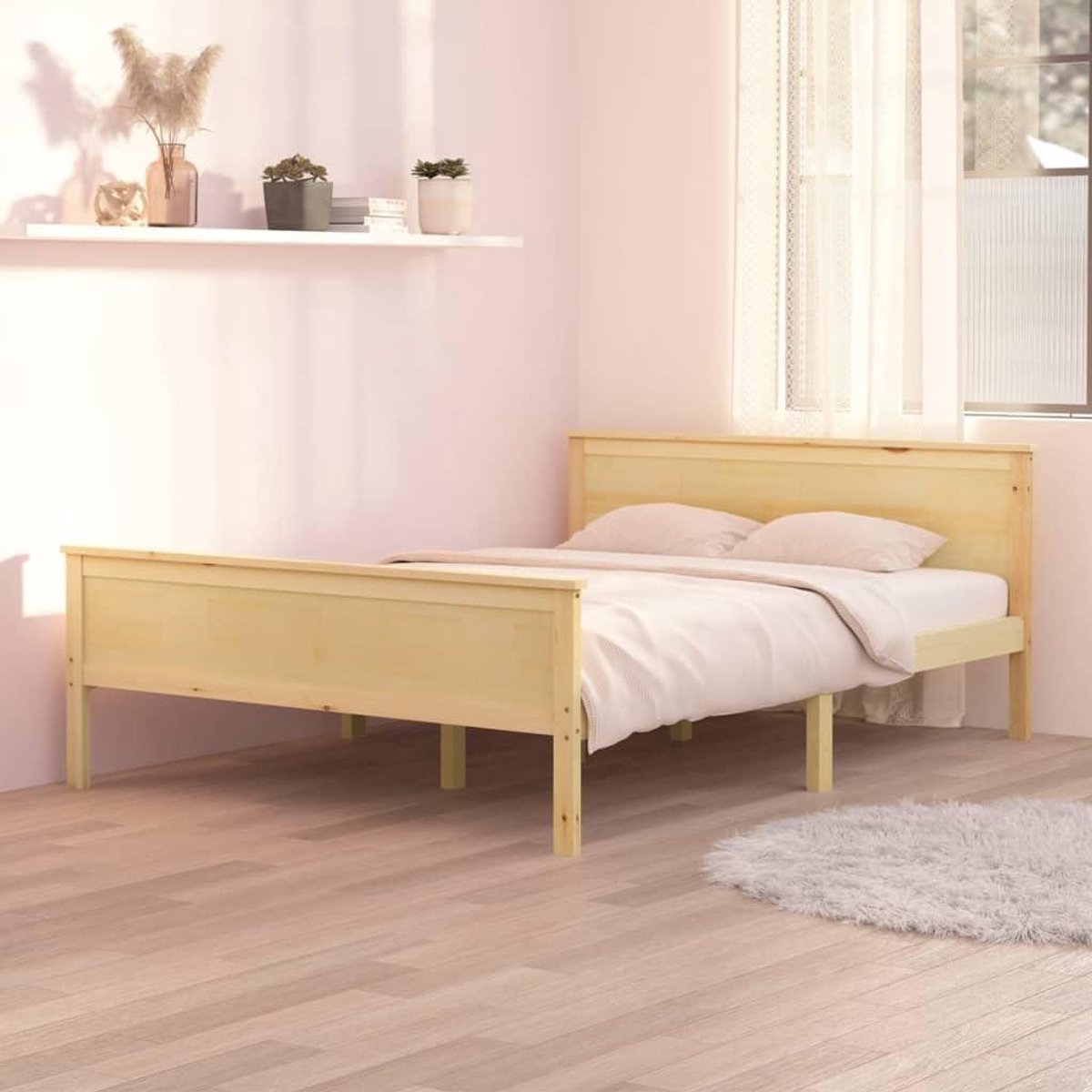 Massief Houten Bed - Grenen Bedframe - Slaapkamer Inrichten - Solide Constructie - 120x200 cm - Bruin