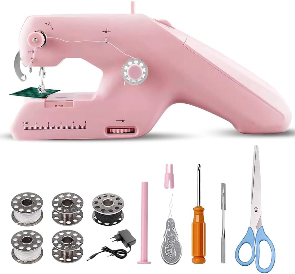 mini-naaimachine, draagbare handnaaimachine, met naaitoebehoren voor beginners, snel naaiende elektrische naaimachine, doe-het-zelf naaimachine voor kleding, knuffeldieren, kussens