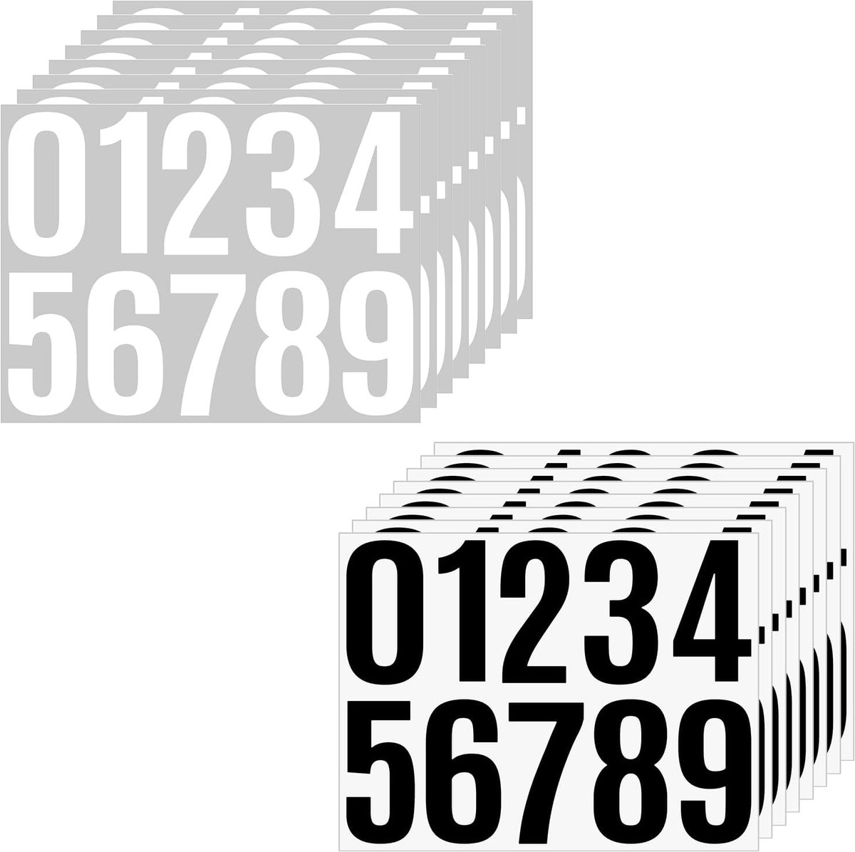 16 vellen Grote digitale sticker, 10 cm waterdichte nummerstickers, zelfklevende digitale afvalbaksticker, weerbestendige zwart-wit digitale sticker，voor residentiebrievenbus