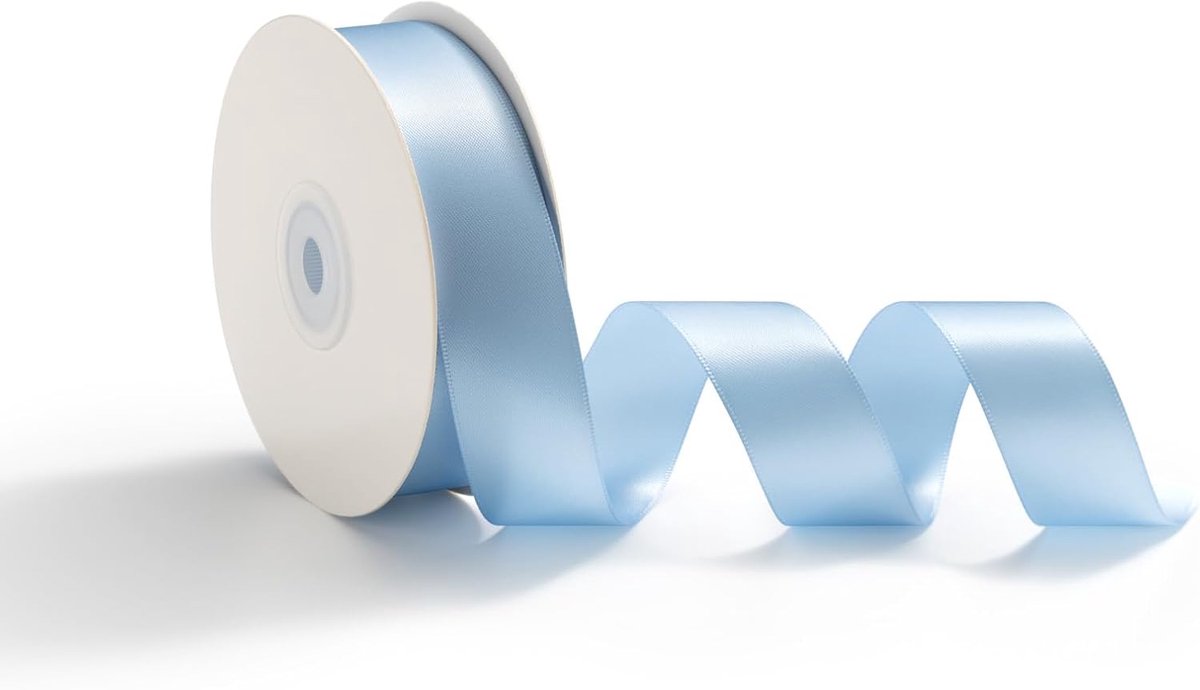 25 mm x 23 m cadeaulint, satijnen lint, decoratief lint voor cadeauverpakking, bruiloftslinten voor knutselwerkjes, lichtblauw