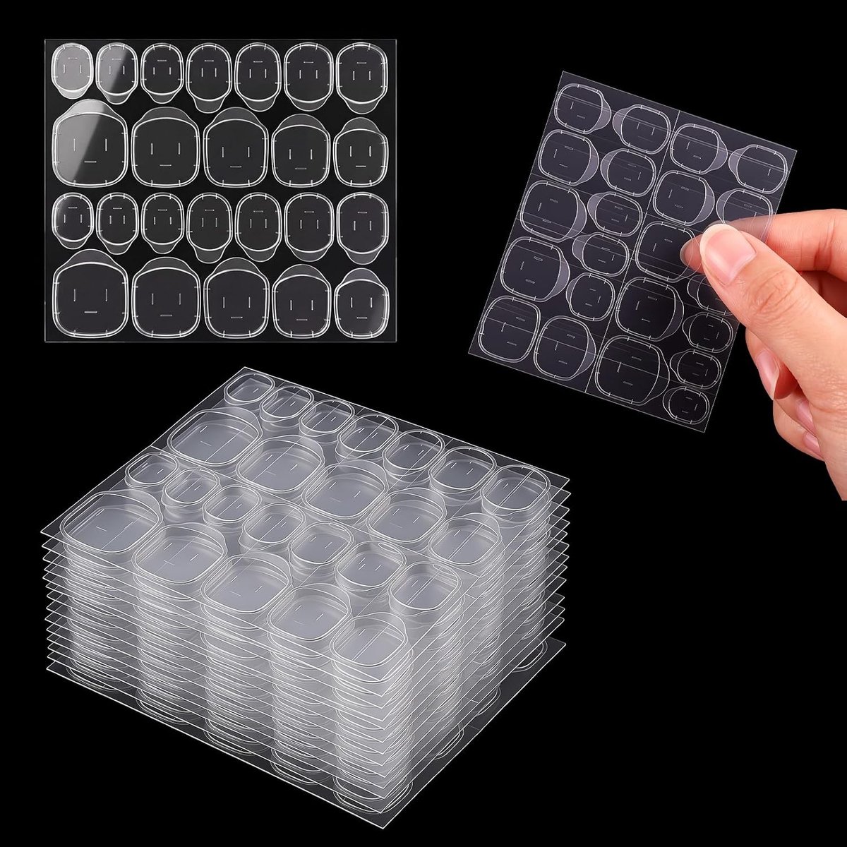 Nagellijm Pads - Dubbelzijdige Nagellijm - Nail Art Maken - Ultradunne Transparante Gel - 288 Stuks - Transparant