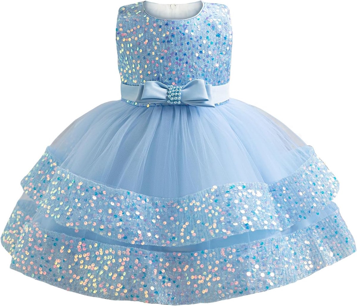 Jurk voor babymeisjes, tule, pailletten, mouwloos prinsessenjurk