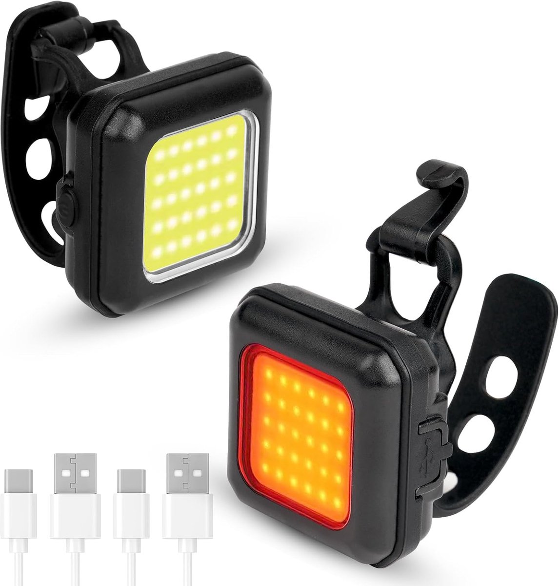 SnelShoppen - Ultra dunne fietslampen voor voor en achter, oplaadbare fietsverlichting, 3 verlichtingsmodi, IP65 waterdicht, veiligheidslampen voor na