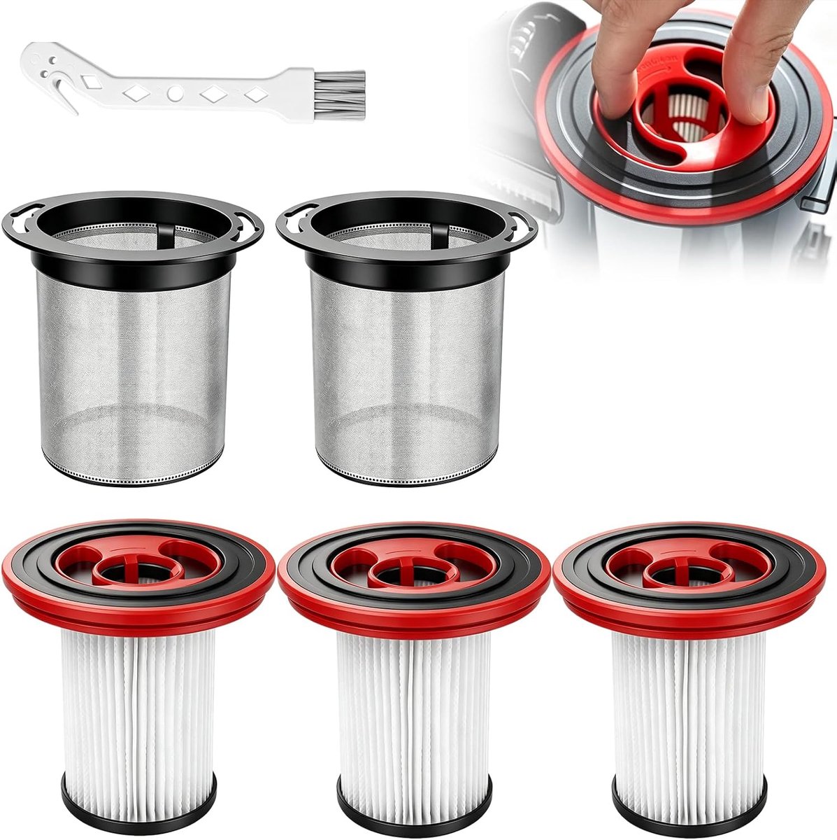 5 stuks reservefilters voor Bosch Unlimited Serie 7 accustofzuiger, 12040193 BKS711XXL BBS711W BBS712A BCS711GB BKS711MALL HEPA-filteraccessoires, met 2 roestvrijstalen voorfilters en 1