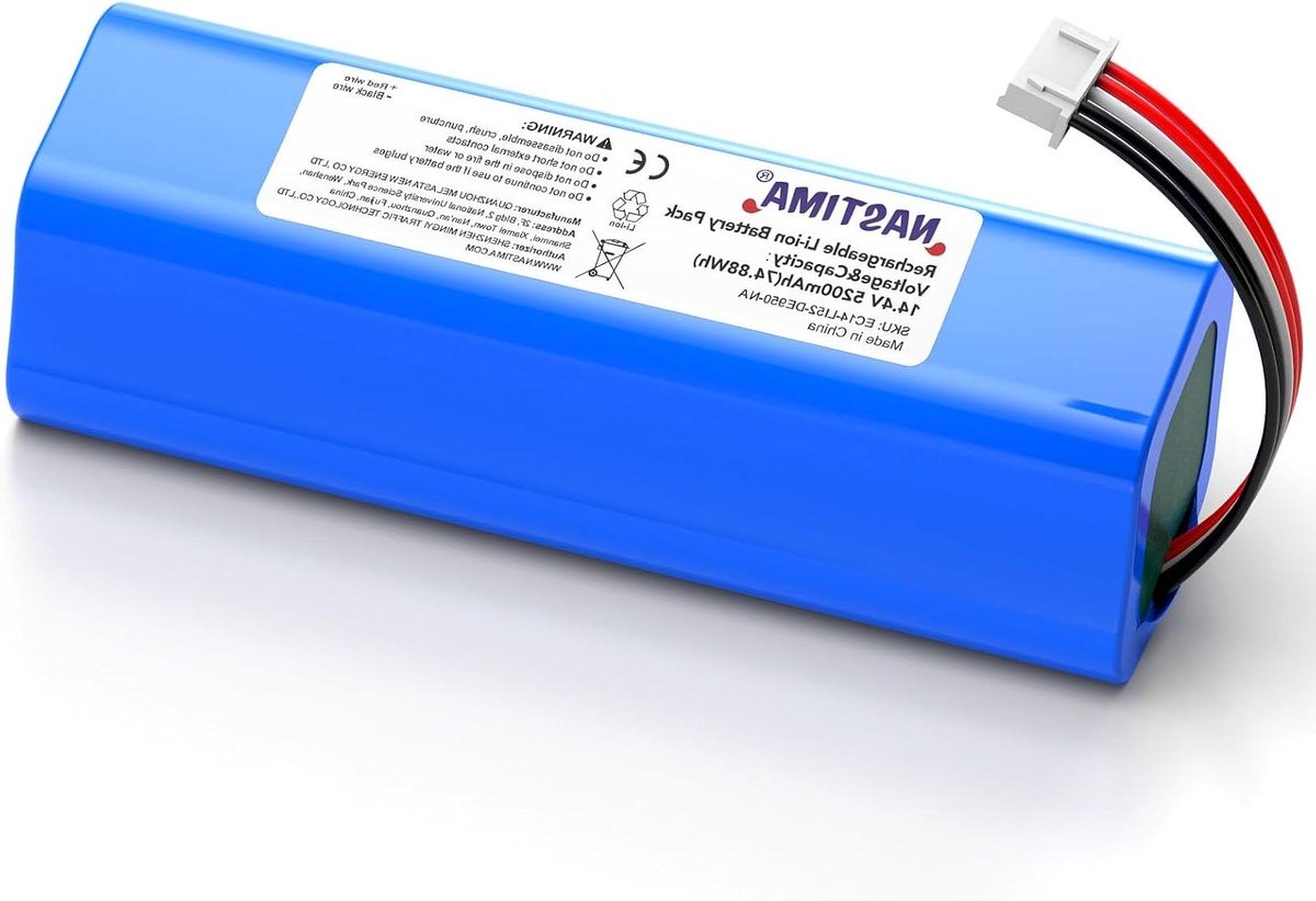 Vervangende Batterij - Accu Robotstofzuiger - Robotstofzuiger Werking - Hoge Capaciteit 5200mAh - 14.4V - Zwart