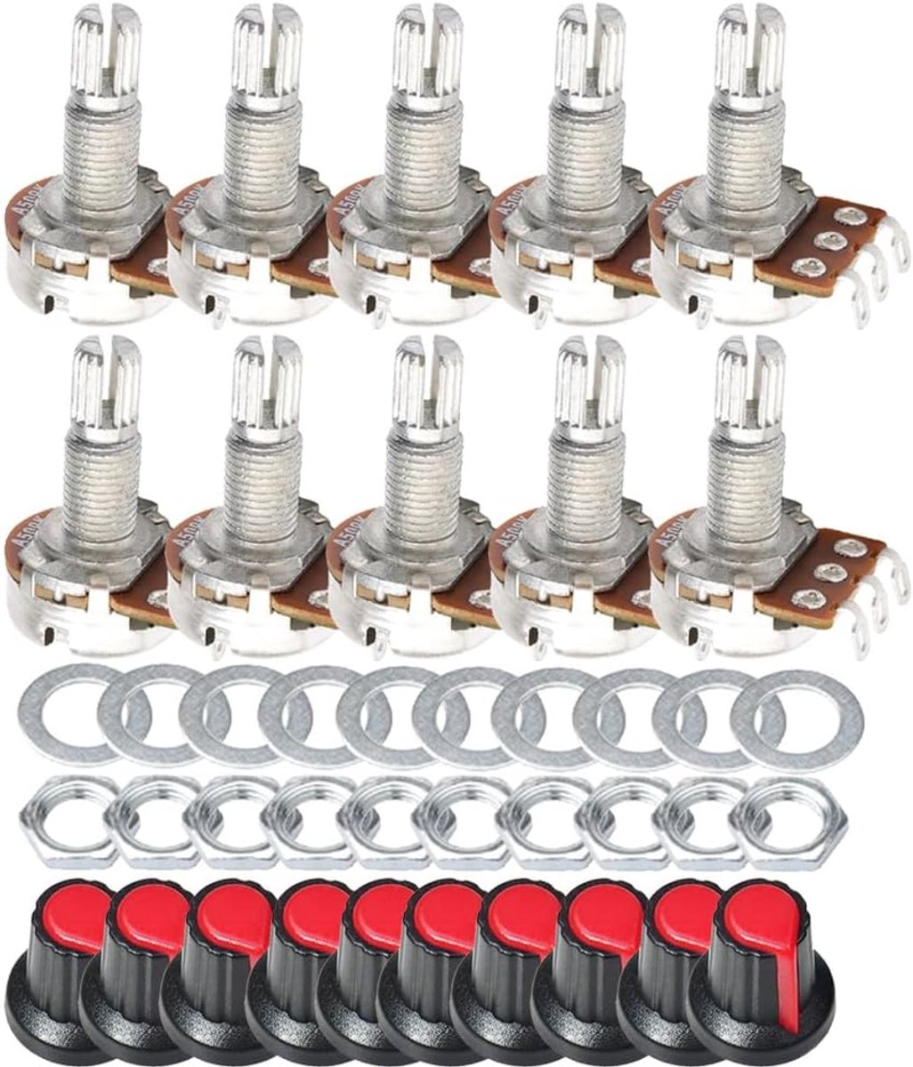 10 stuks Gitaarpotentiometer Audiopotten A500K OHM Vervanging voor Elektrische Gitaar