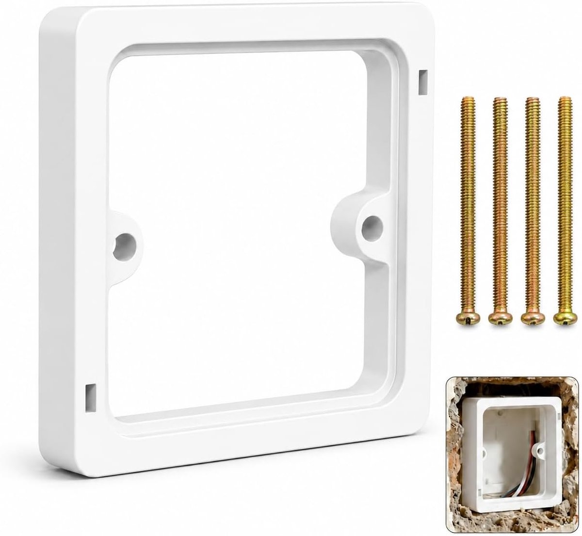 10mm Afstandhouder voor Contactdoos, Standaard Witte Enkelvoudige Wandcontactdoos Spacer voor Enkelvoudige Inbouwdoos, Duurzame Surround Extender