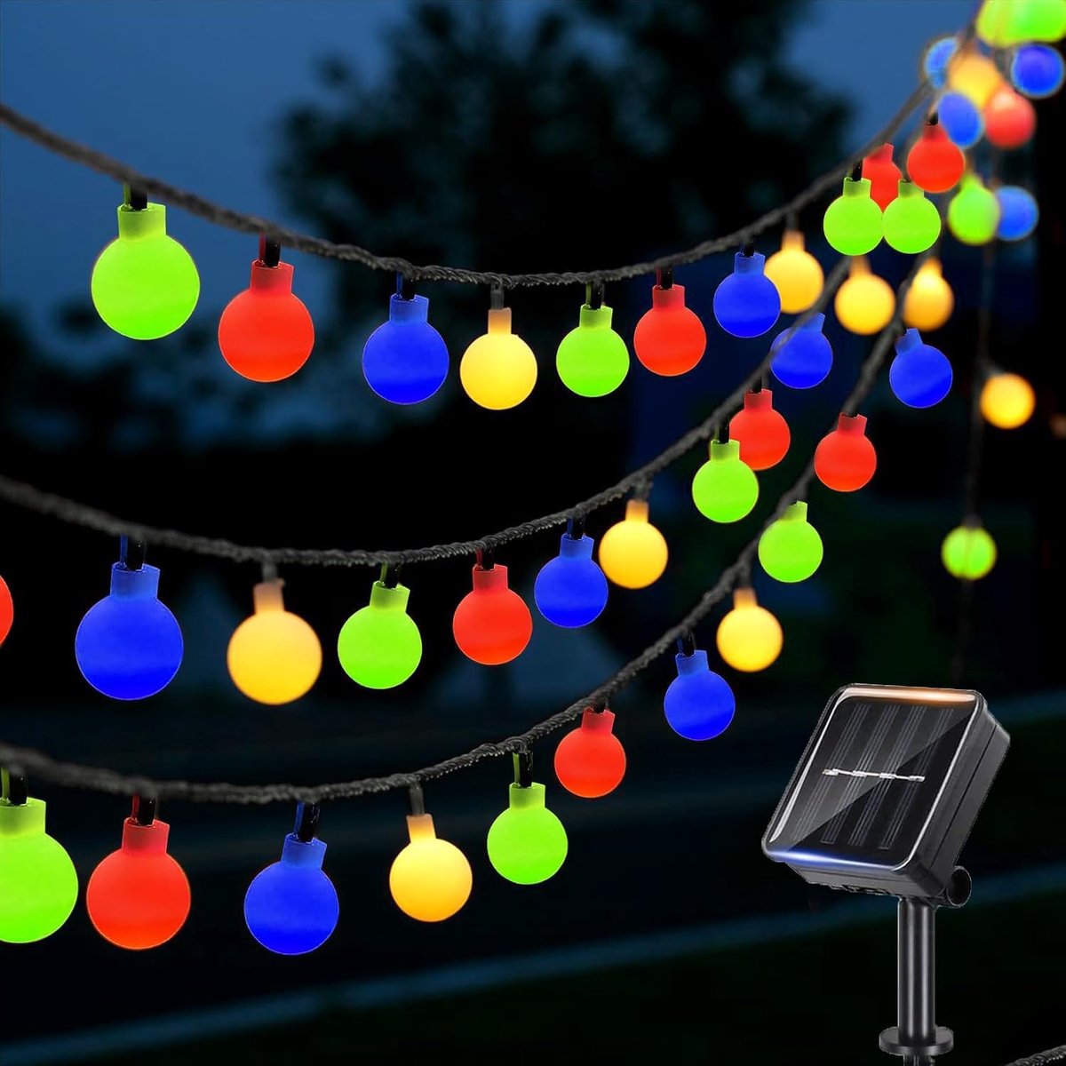 Solar tuinverlichting 12m 100 LED - multikleur - waterdicht - sfeervolle decoratie voor tuin - SnelShoppen