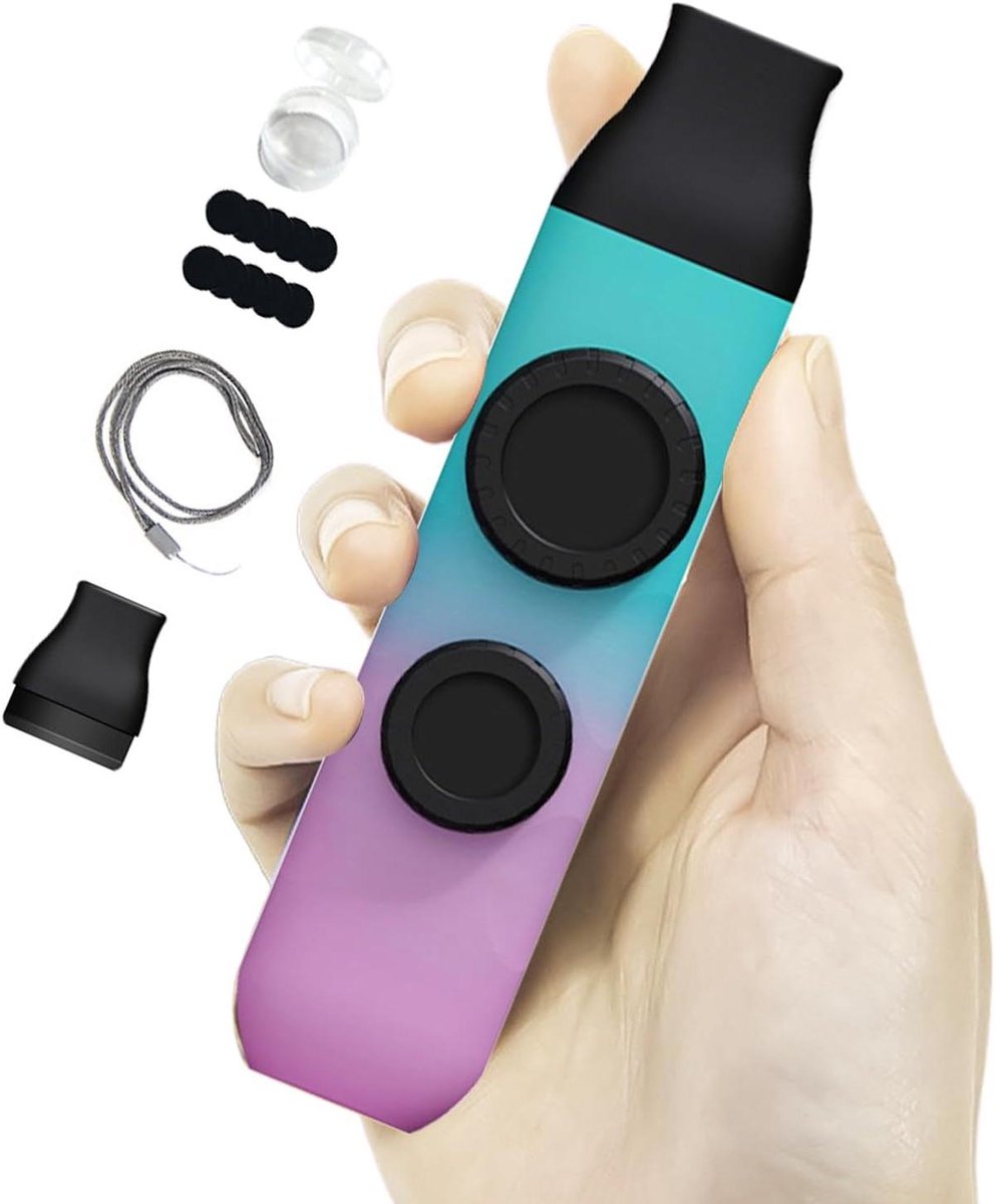 Kazoo Muziekinstrument - Blaasinstrument Peuters - Muziek Maken - Dubbel Membraan - 135 x 31 cm - Cyaan Blauw