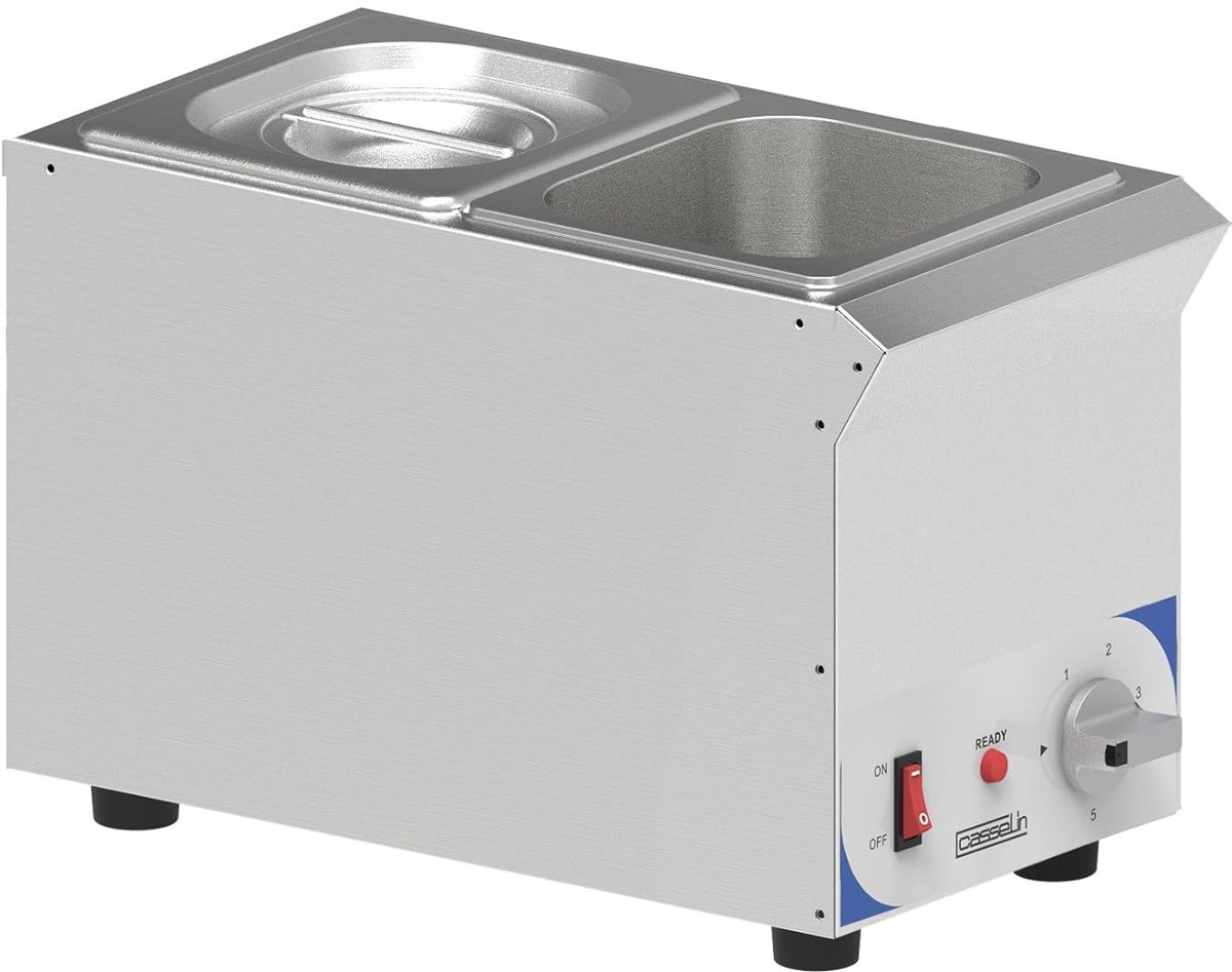 SnelShoppen - Bain-marie voor saus 2 x GN 1/6 compact, professioneel keukengerei, ideaal voor buffetten, feesten en restaurants, RVS, compact formaat,