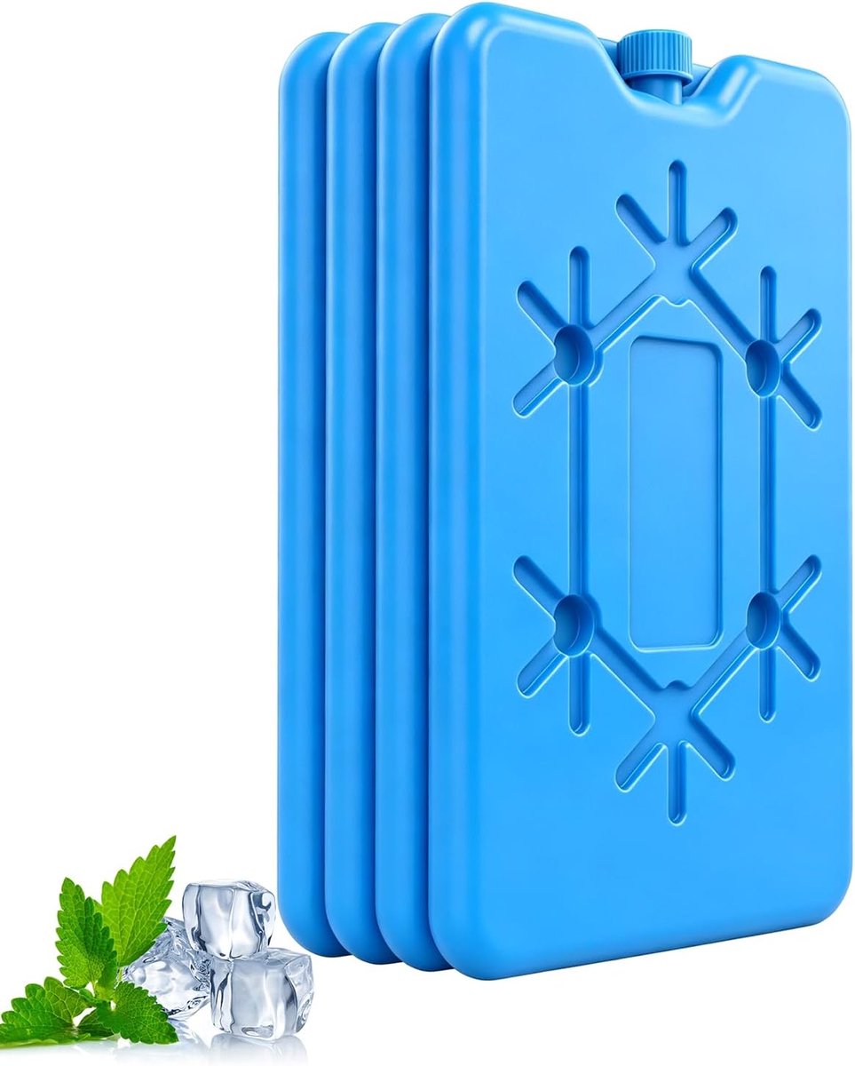 SnelShoppen - Set van 4 Koelblokken, IJsbrood voor Koelboxen 16 × 11 cm, Herbruikbare Koel Elementen voor Lunch, Camping, Ultrathin HDPE, Blauw, 200 m