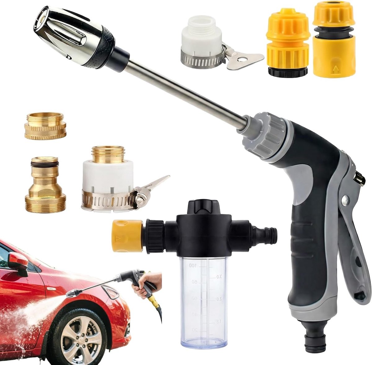 SnelShoppen - Power Jet Hoge Druk Spuitpistool voor Tuinslang, 3 Spuitstanden, Metaal Tuinspuit voor Tuin, Auto Wassen, Irrigatie, Huisdier Douche