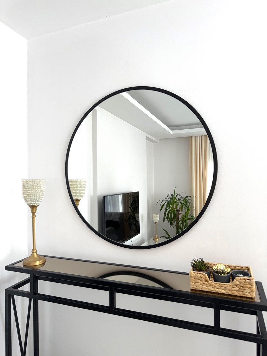 Mirrors by Thier® Orris - Ronde Wandspiegel met Rand - Ø 80 cm - Zwart