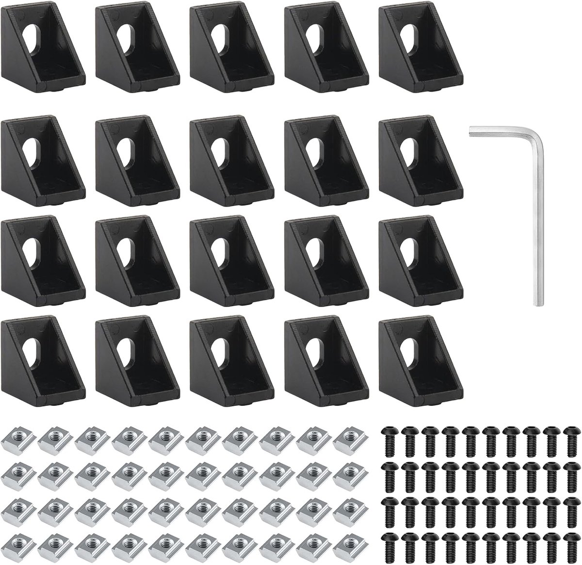 Aluminium Profiles 20 x 20 cm Aluminium Profile Connector Aluminium Angle Black 90 Degree Angle Connector Metal with - ShopVlot