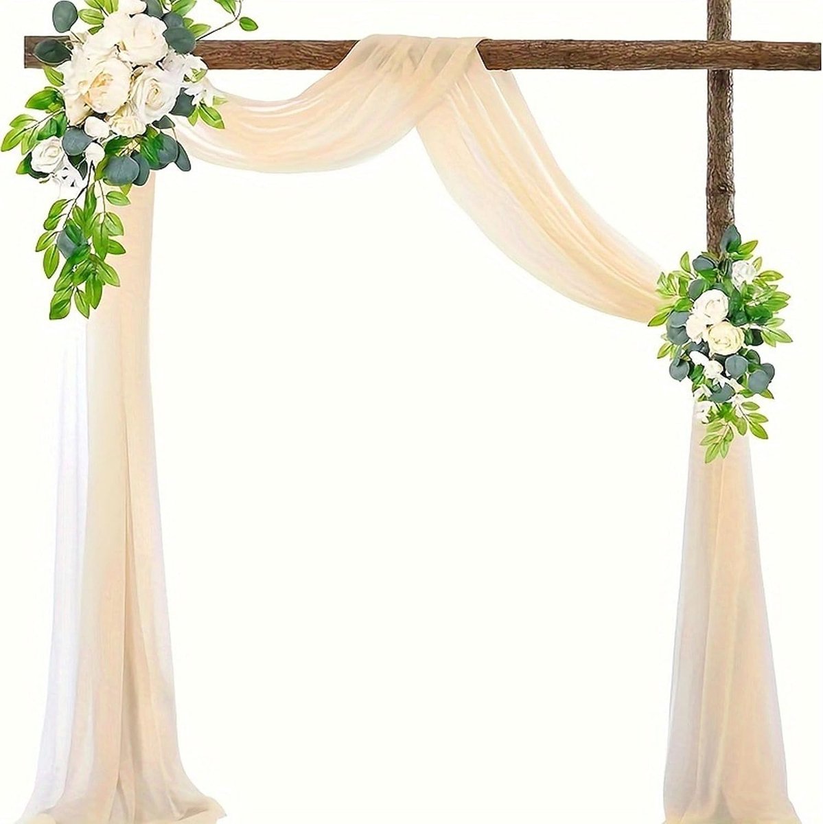 gordijn bruiloftsboog, chiffon stof dwarsbehang decoratieve gordijnen gordijn, 75 x 600 cm champagne dwarsbehang vrije hand decoratie, bruiloft boog doorschijnende gordijnen achtergrond, voor