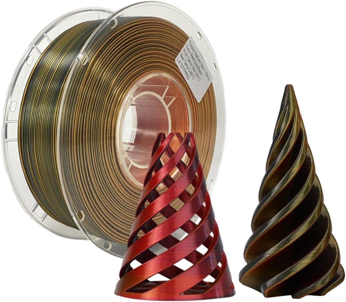 driekleurig PLA 3D-printfilament, 1,75 mm zwart/rood/goud driekleurig filament met zijdeglans, 1 kg spoel, geringe kromtrekken, compatibel met de meeste FDM-3D-printers