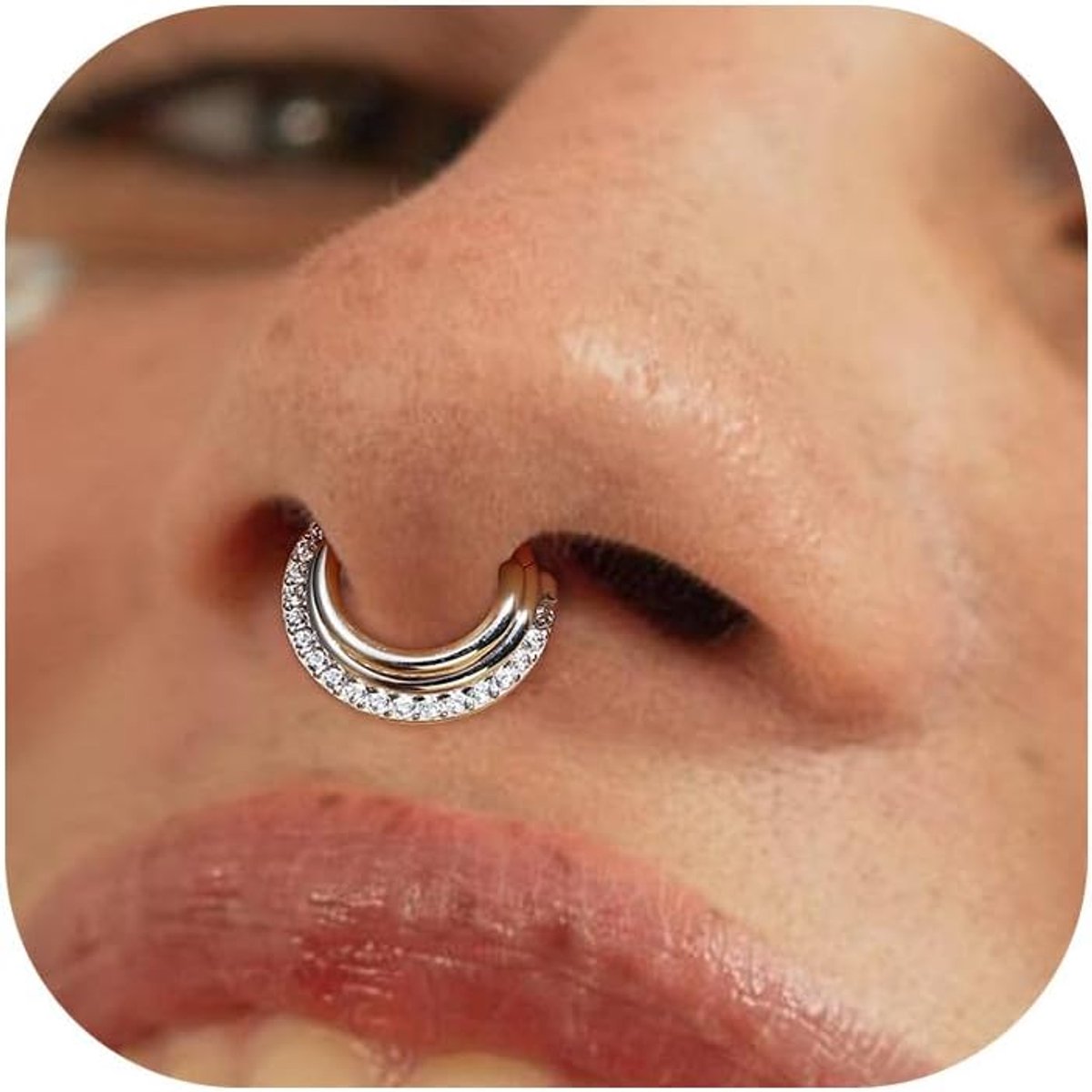 Ringen Sieraden - Kubieke Zirkonia 316L Roestvrij Staal Scharnierende Neus Ringen Hoepels Piercing Sieraden Tragus Daith Helix Kraakbeen Hoop 14k Gouden/Zilveren 8mm/10mm