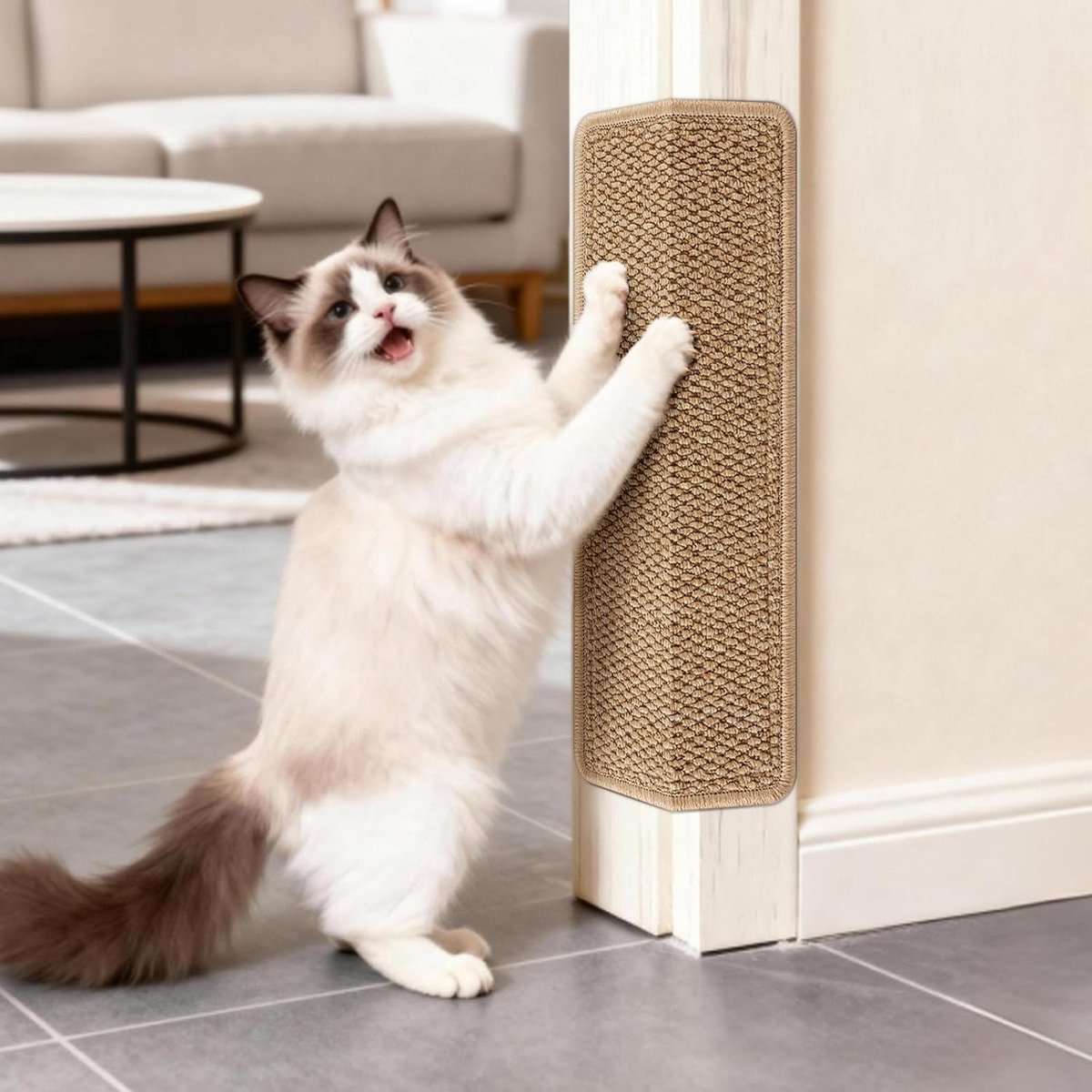 Krabmat van sisal, krabmat voor katten, met plakband, kattenkrabmat, tapijt ter bescherming van de muur, 50 × 20 cm