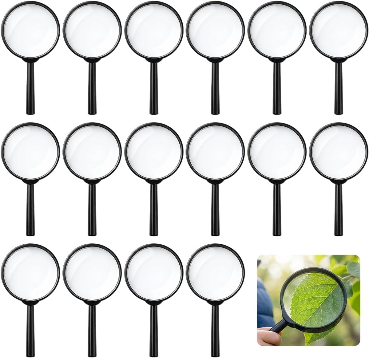 16 Kindervergrootglas, 12x6cm Mini-Vergrootglas, 5x Vergroting Vergrootglas | Kunststof Handvergrootglas Voor Thuis, School, Outdoor, Onderzoeker, Detective, Rollenspel