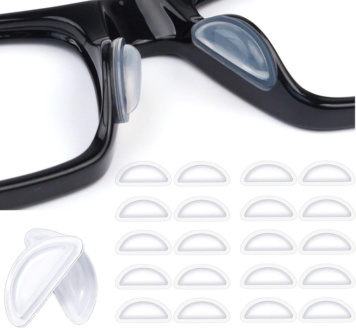 neuspads, 3,5 mm, zelfklevend, antislip bril-neusgrepen met airbag voor zonnebrillen, brillen, leesbrillen, 10 paar, helder
