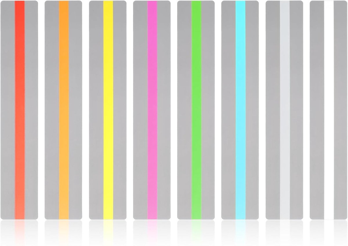 8 stuks geleide leesstrips, dyslexiestrepen, leesliniaal voor dyslexie, geleide leesstrips, gekleurde overlay tracking, linialen, leeshulp, kinderen, bladwijzer voor studenten, leeshulp