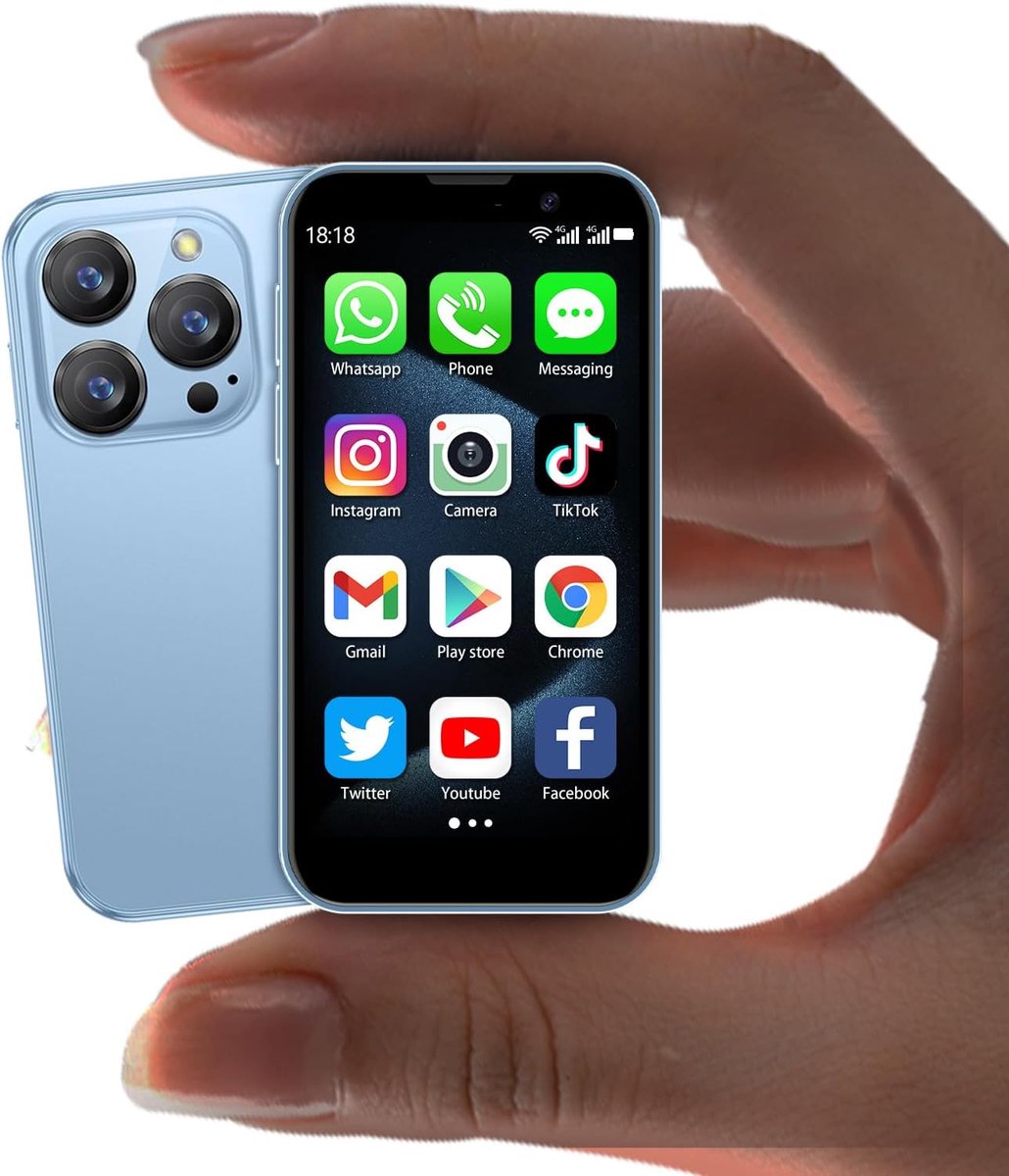 3,0" HD-Touchscreen-Mini-Smartphone, entsperrtes Android-Mini-Telefon, Gesichtserkennung, Dual-SIM, WLAN, GPRS, ultradünnes Gehäuse für Kinder, Handy mit Quad-Core