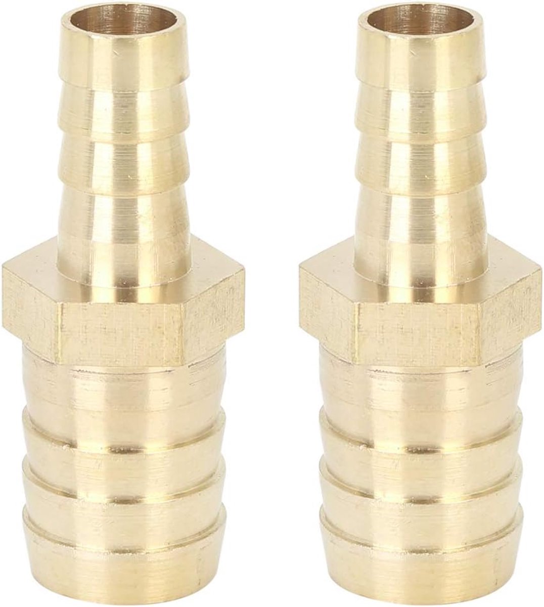 AUTOHAUX 2 stuks gecanneleerde koppeling 19mm tot 12mm Auto Messing Pijp Prikkeldraad Verloopstuk Splitter Fitting