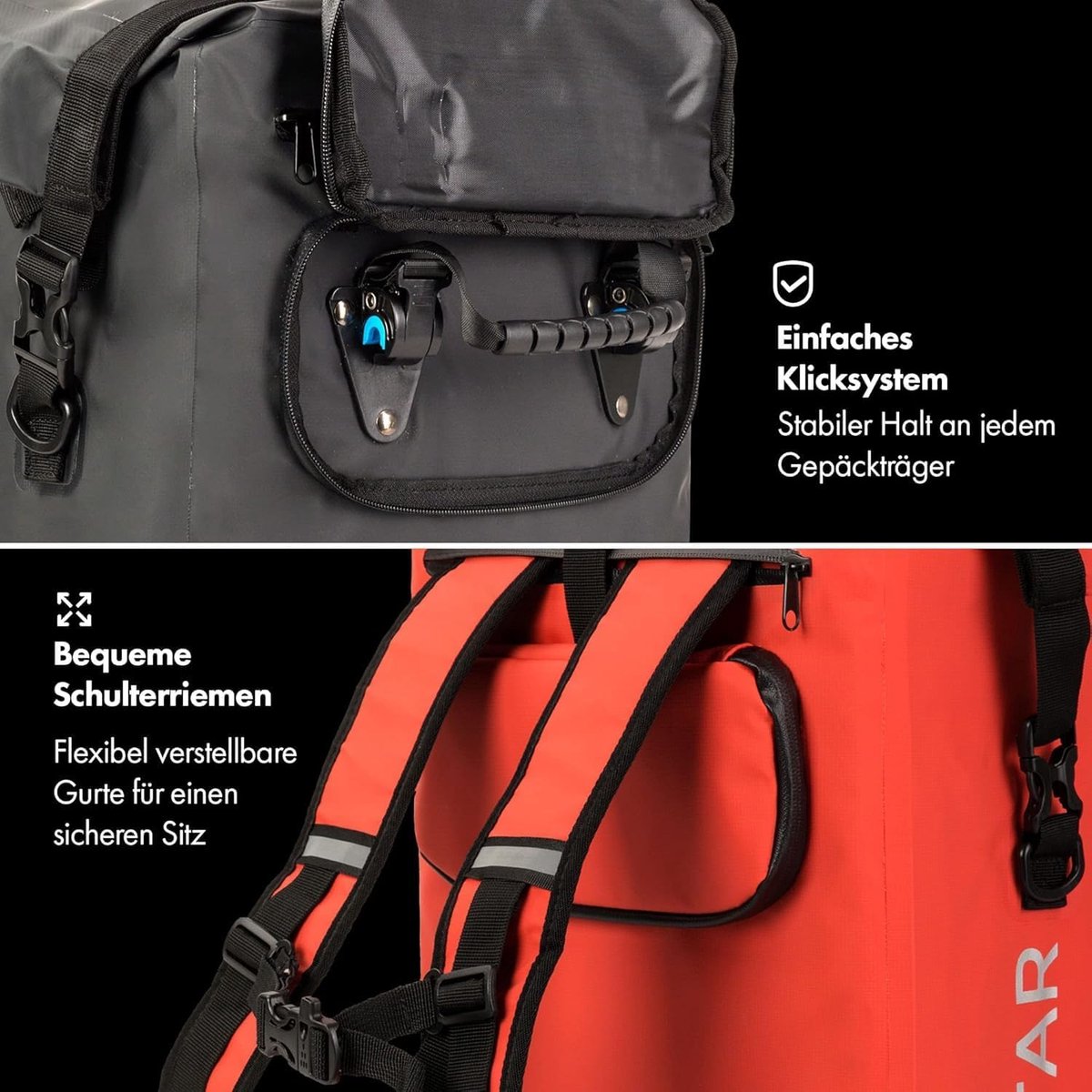 SnelShoppen - Fietstas - Pannier Rack Tas & Fietser Rugzak Waterdicht - Bagage Draagtasje voor Over de Schouder (Geel, 18L)