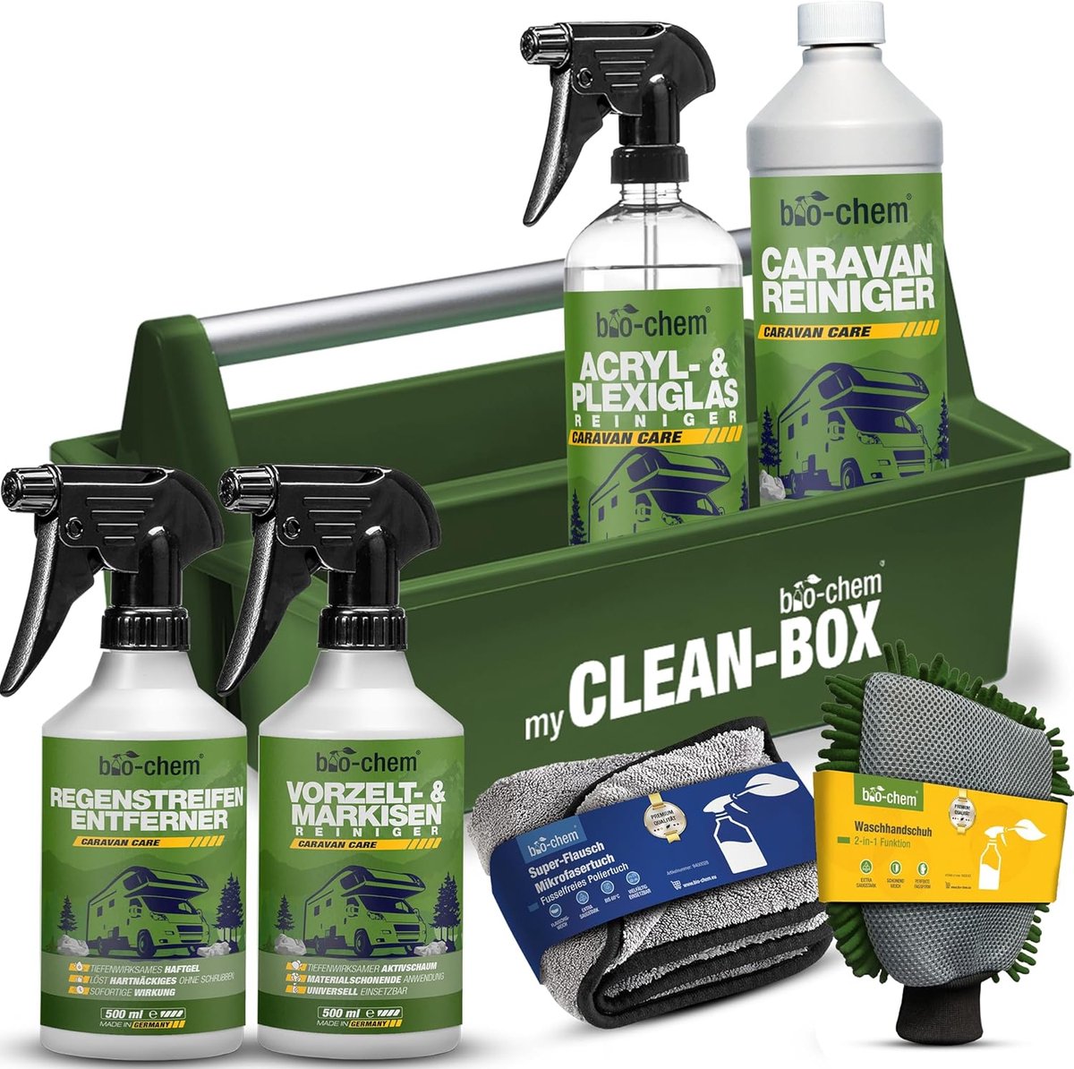 SnelShoppen - Bio-Chem Caravan & WoMo Outdoor Care Premium Set 8-Delig - Professionele Buitenreiniger & Onderhoudsproducten voor GRP, Acrylglas, Alumi