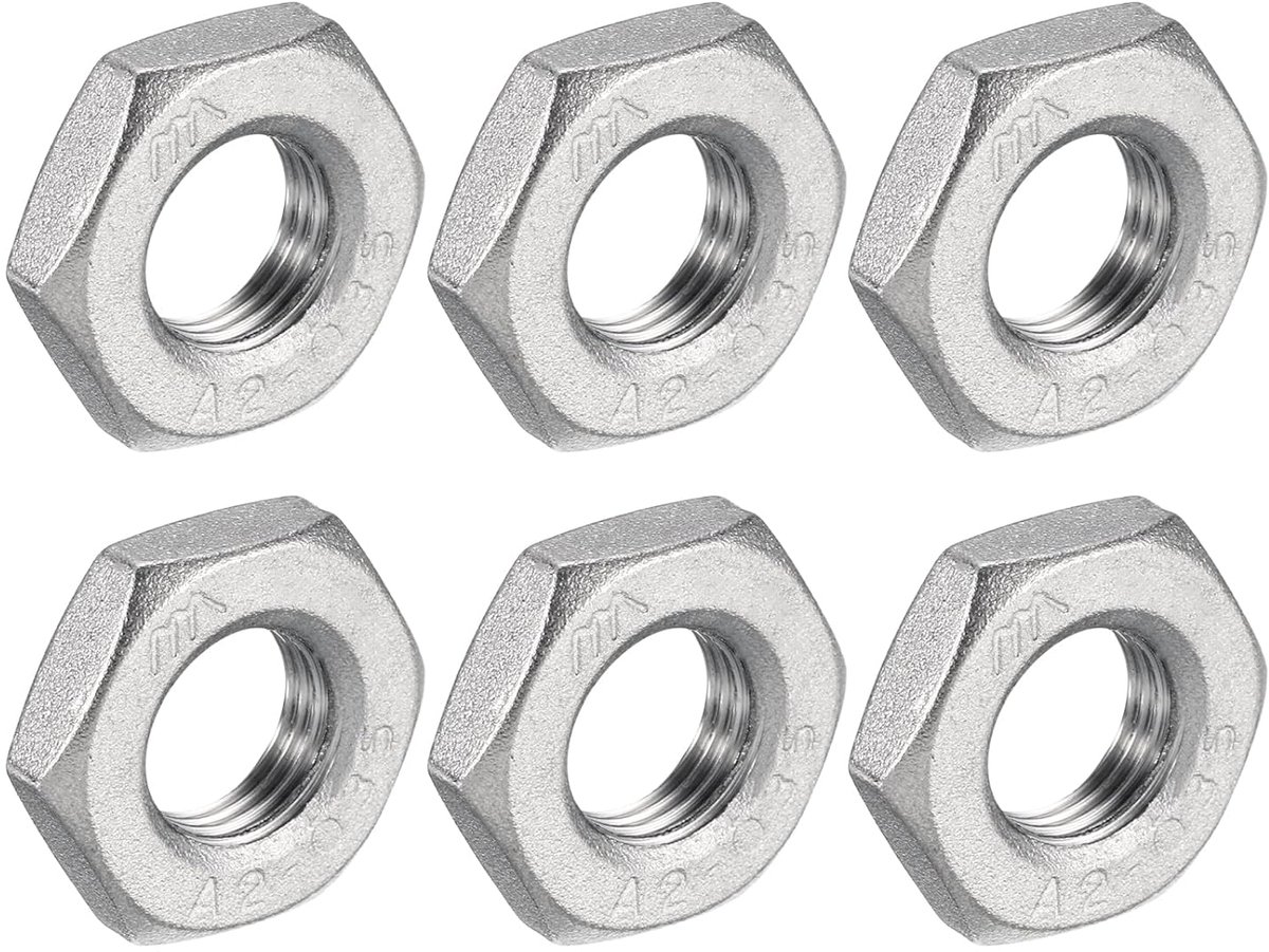 6 stuks gietijzeren buisschroefverbinding zeskantmoer, 304 roestvrij stalen zeskantmoer PT 1/8 inch binnendraad voor de installatie van leidingen, waterbezem en bodemreiniger