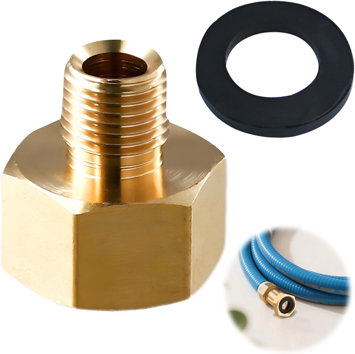 LPG-gasadapter van messing, 1/2 inch R x 1/4 inch LKS, messing buisreduceeradapter, gasslangaansluiting voor gasfornuizen, keukens, campingkokers, duurzaam en veilig