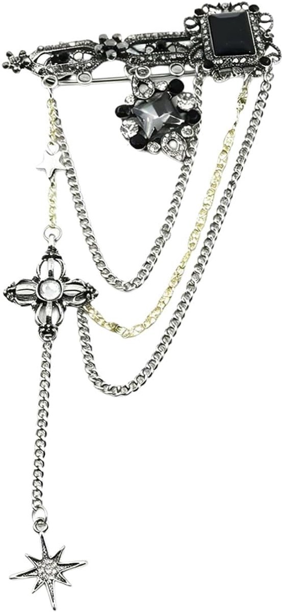Barokke Edelsteen Tassel Star Broche Legering Ketting Drop Hanger Pin Dames