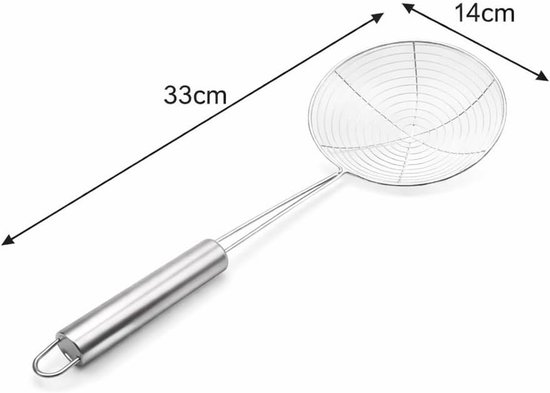 Schuimlepel van roestvrij staal, 14 cm, spinnenlepel voor frituren, pasta, ravioli en gefrituurde levensmiddelen - ShopVlot — afbeelding 5