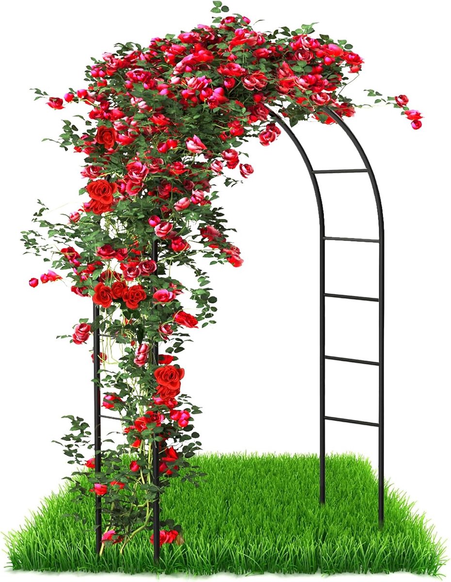 klimhulp voor klimplanten en rozen, rozenboog, tuinboog van metaal, hekwerk, rozenhulp van gepoedercoat staal, rozenboog weerbestendig, 240 x 140 x 38 cm