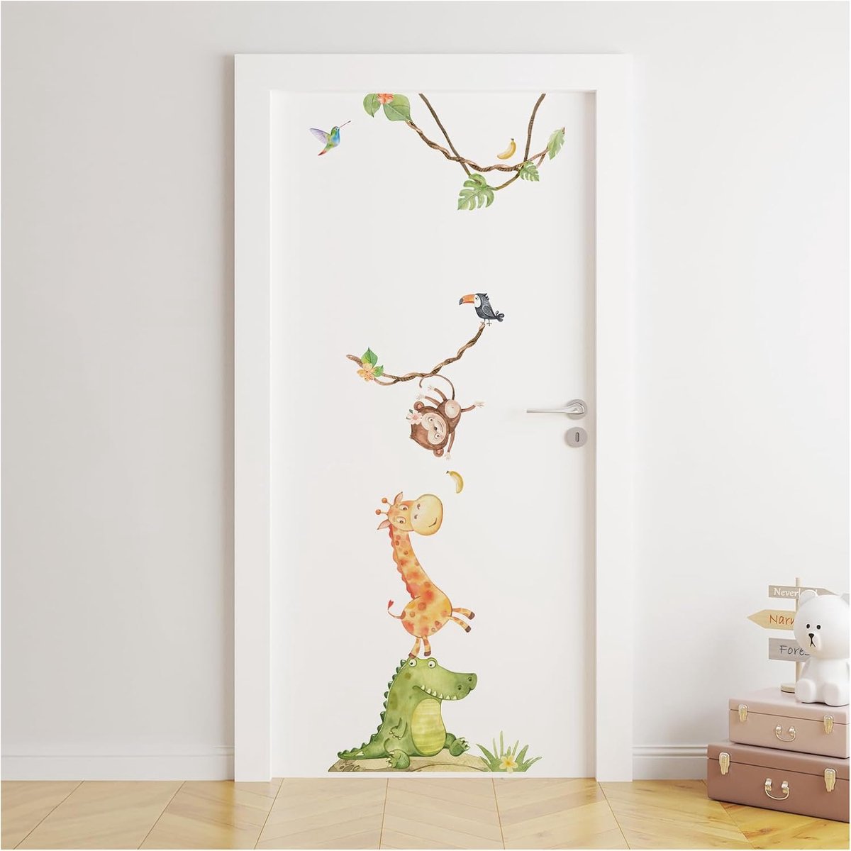 Deco deursticker zonder namen muursticker kinderkamer safari dieren muurtattoo babykamer zelfklevend wanddeco DL876-2