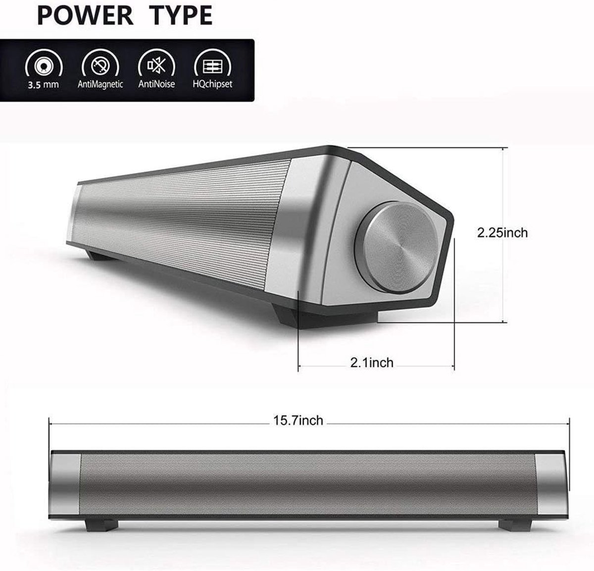 SnelShoppen - TV Soundbar Draadloos Bluetooth en Bedraad Thuisbioscoop Luidsprekersysteem met 3D Surround Geluid en Afstandsbediening Zwart