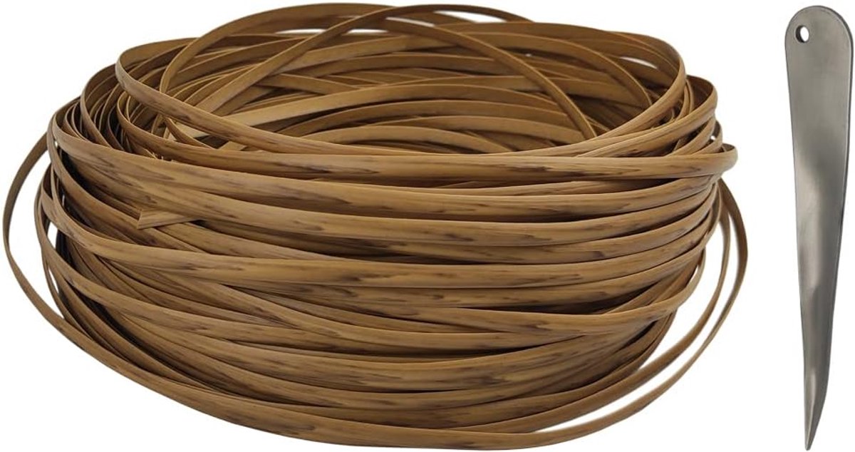 46,9 m 6,5 mm rotan voor alle weersomstandigheden + weefgereedschap, reparatieset voor rotan tuinmeubelset tafel stoel bank, licht hout