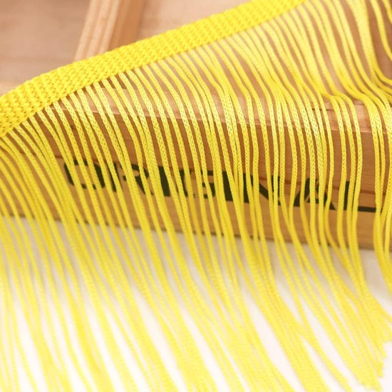 fran, kwastjes, snijfranjes, sierband, decoratieband, dansfranjes, naai-accessoires voor doe-het-zelf knutselen, kleding, kostuums, naaien, decoratie, 3 meter, 15 cm, geel — afbeelding 3