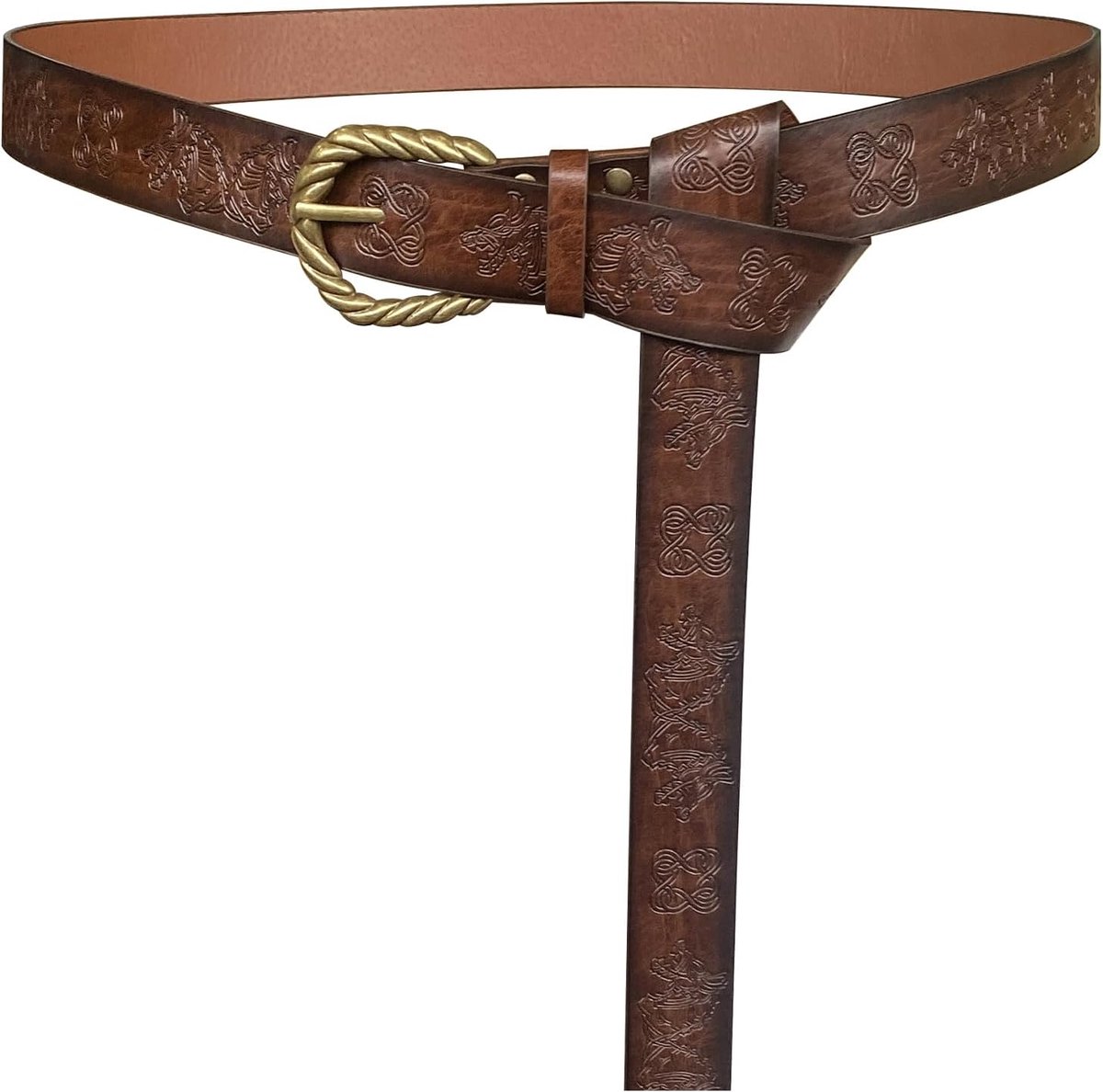 Viking Fenrir Reliëf Faux Lederen Gesp Riem, Middeleeuwse Ridderriem