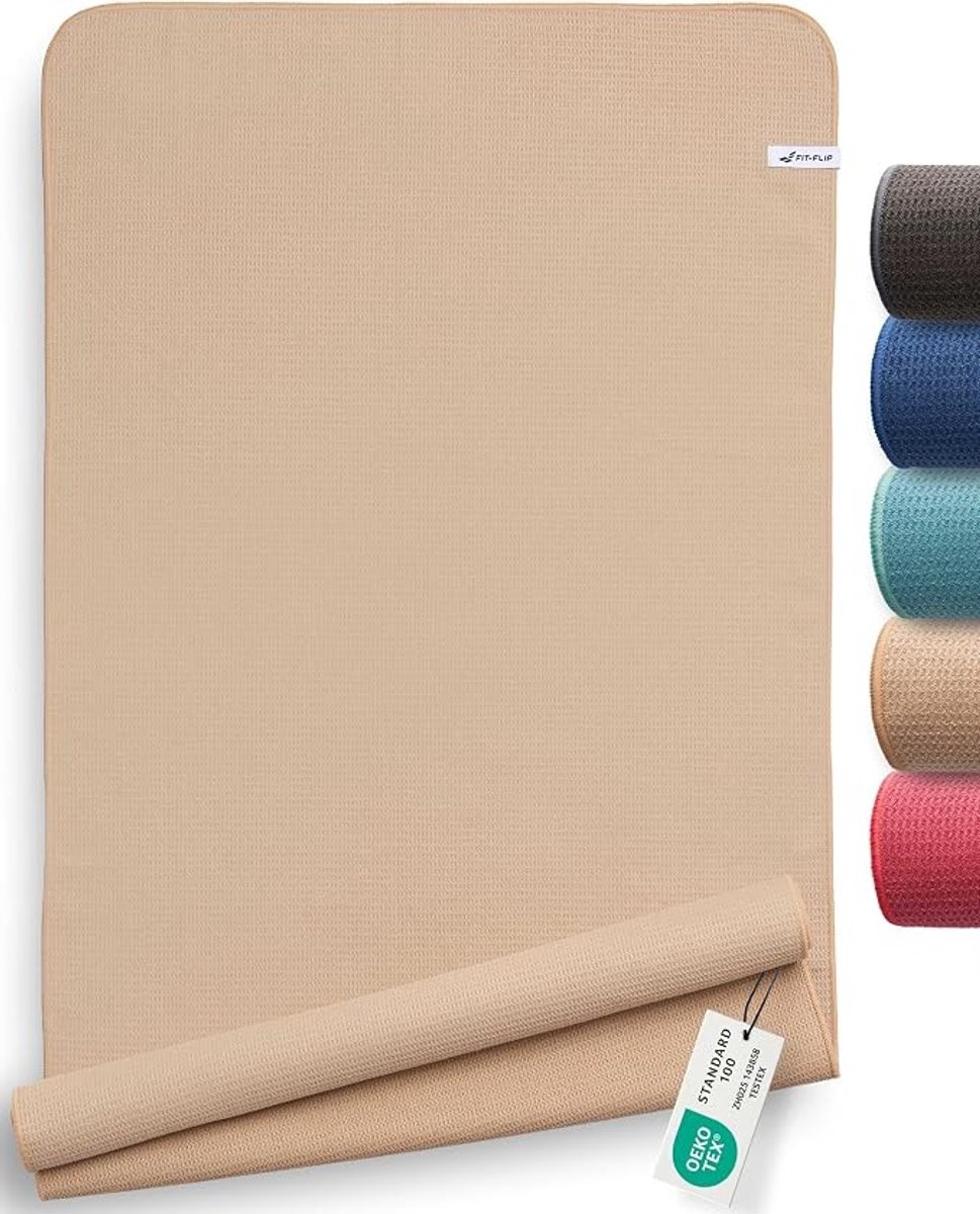 Antislip yogahanddoek – sneldrogend en absorberend voor hot yoga en fitness - Cream 185x63 cm