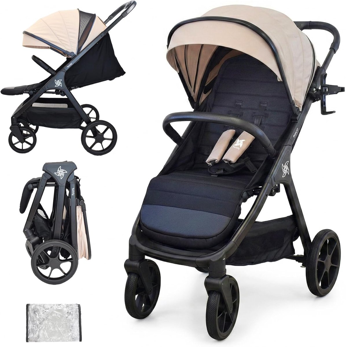 Buggy lichtgewicht tot 22 kg - beige - XXL UV50+ hoes - eenvoudig opvouwbaar voor dagelijks gebruik - ShopVlot