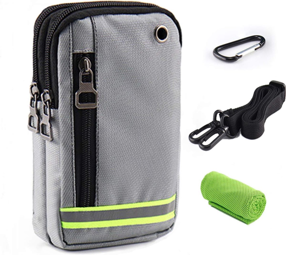 Pack Rits Waterdichte Riem Sport Reizen Mobiele Telefoon Pouch Mannen en Vrouwen Crossbody Schouder Nylon Kleine Messenger Bag Handtas met Karabijnhaak voor Geld Paspoort Mobiele Portemonnee