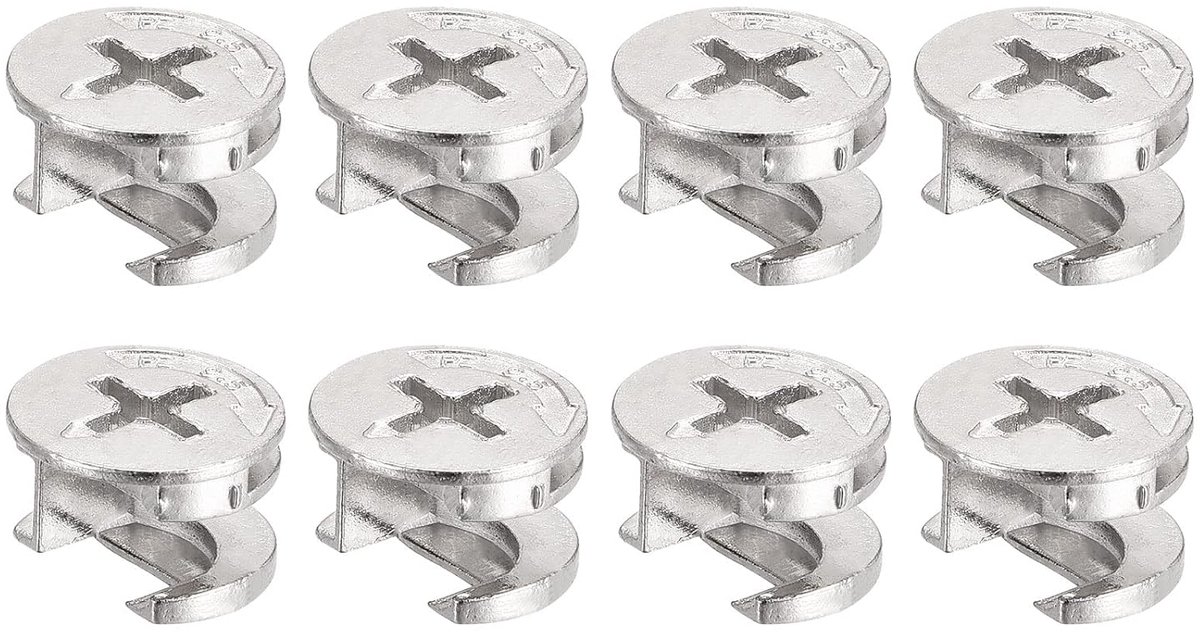 sourcing map Leva-vergrendelingsmoer voor meubels, 24 stuks, 14,6 x 9,5 mm, verbindingsstuk, moeren, meubels, nokkenaansluiting