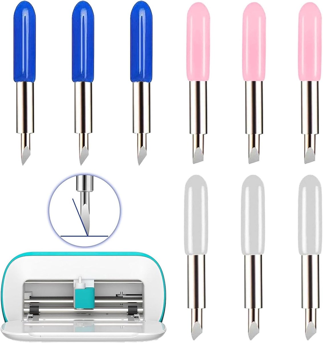 9 stuks snijbladen voor Cricut Joy, 30/45/60 graden snijplottermessen, vinyl cutter plotter snijbladen bladen reservemesjes voor Cricut Joy